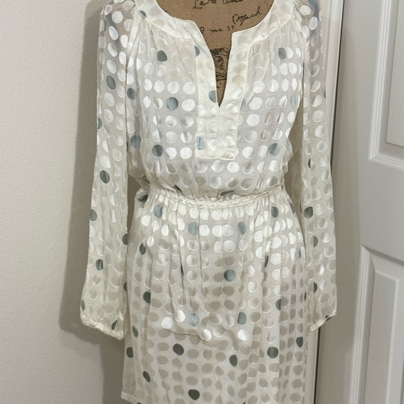 Elegant Polka Dot Dress in White and Gray - Picture 1 of 3